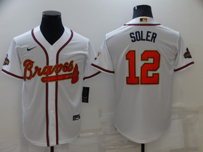 Men's Atlanta Braves Jorge Soler #12 White Replica Jersey1 baseball jersey product view 1