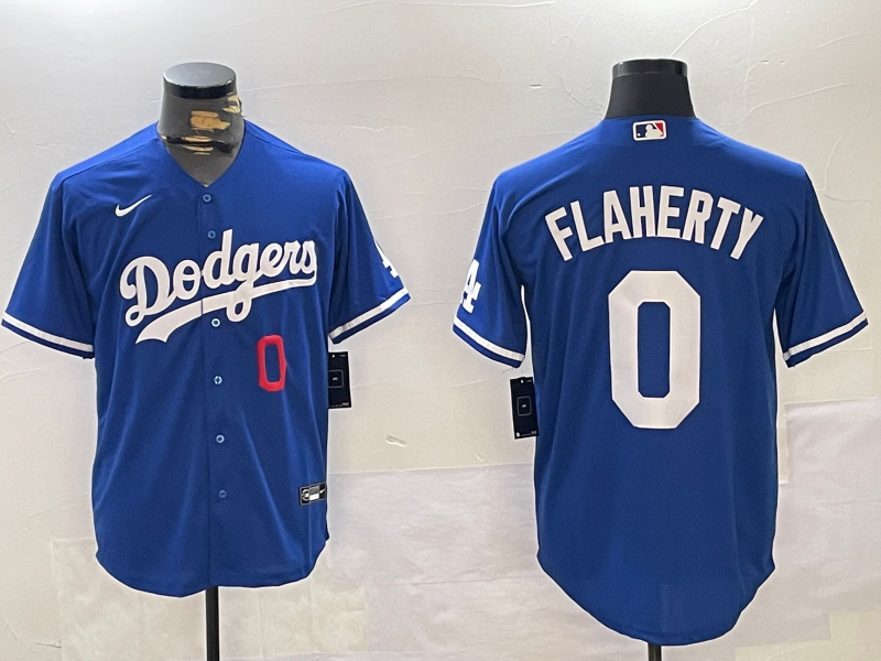 Men's Los Angeles Dodgers Jack Flaherty #0 Royal Replica Player Jersey1 baseball jersey product view 1