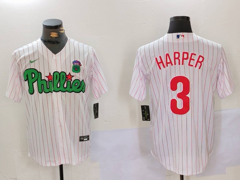 Men's Philadelphia Phillies Bryce Harper #3 White Limited Player Jersey1 baseball jersey product view 1
