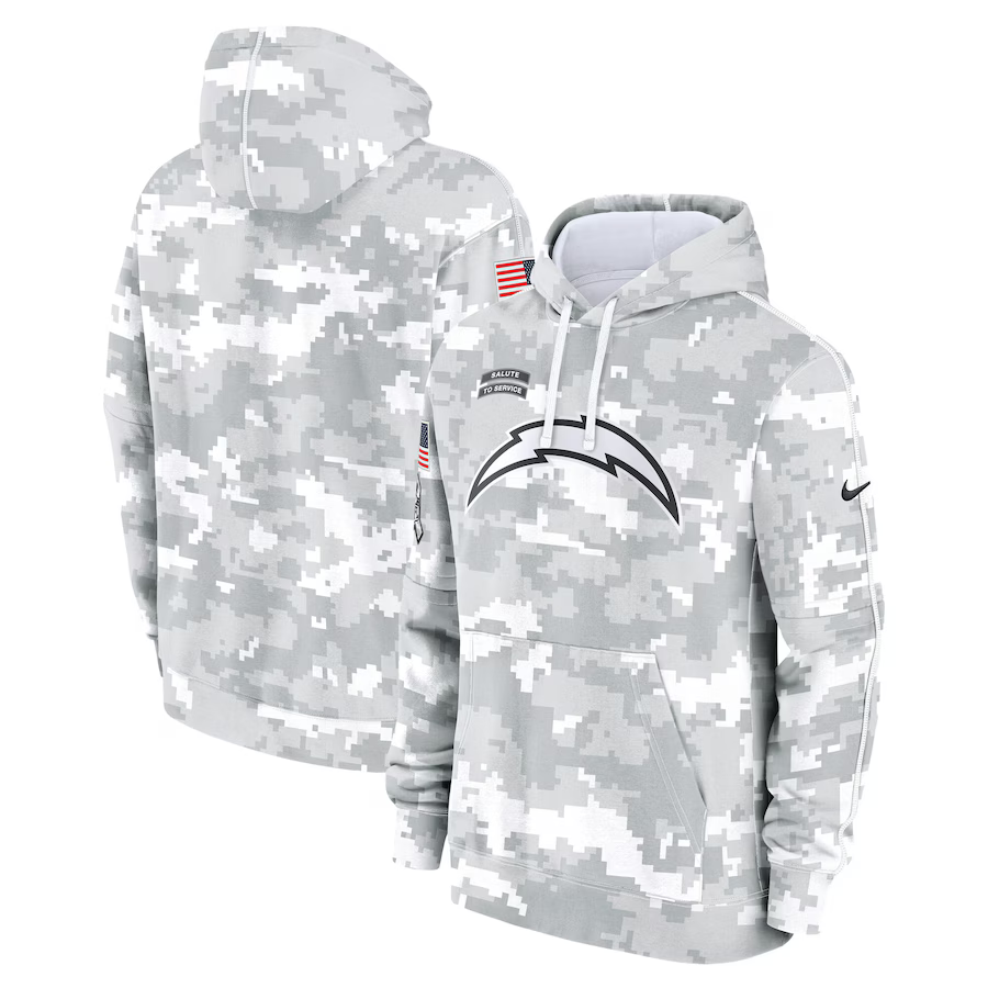 Men's Los Angeles Chargers Arctic Camo 2024 Salute to Service Club Fleece Pullover Hoodie1 football jersey product view 1
