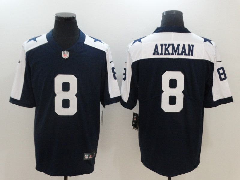 Men's Dallas Cowboys Troy Aikman #8 Navy Game Jersey1 football jersey product view 1