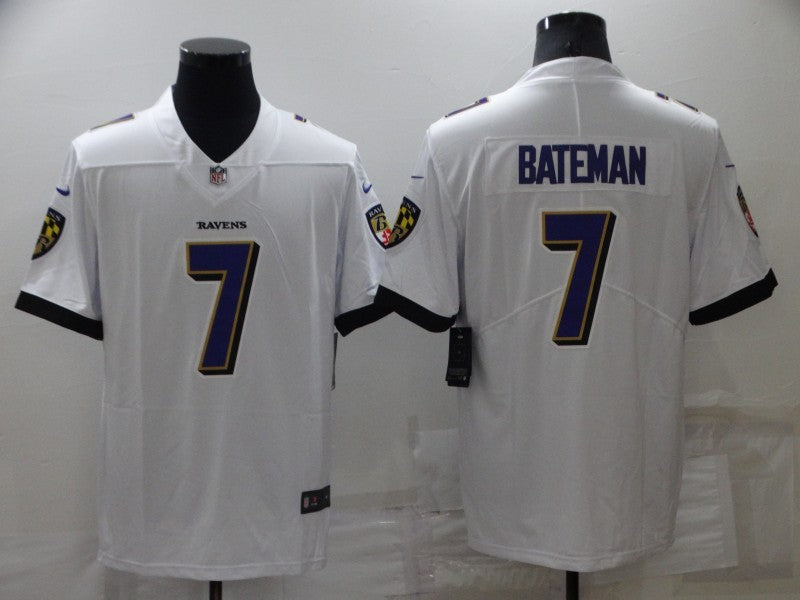 Men's Baltimore Ravens Rashod Bateman #7 White Game Jersey1 football jersey product view 1