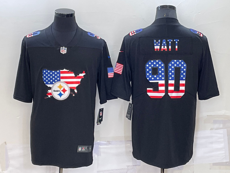 Men's Pittsburgh Steelers #90 T.J. Watt Black Alternate Player Jersey1 football jersey product view 1