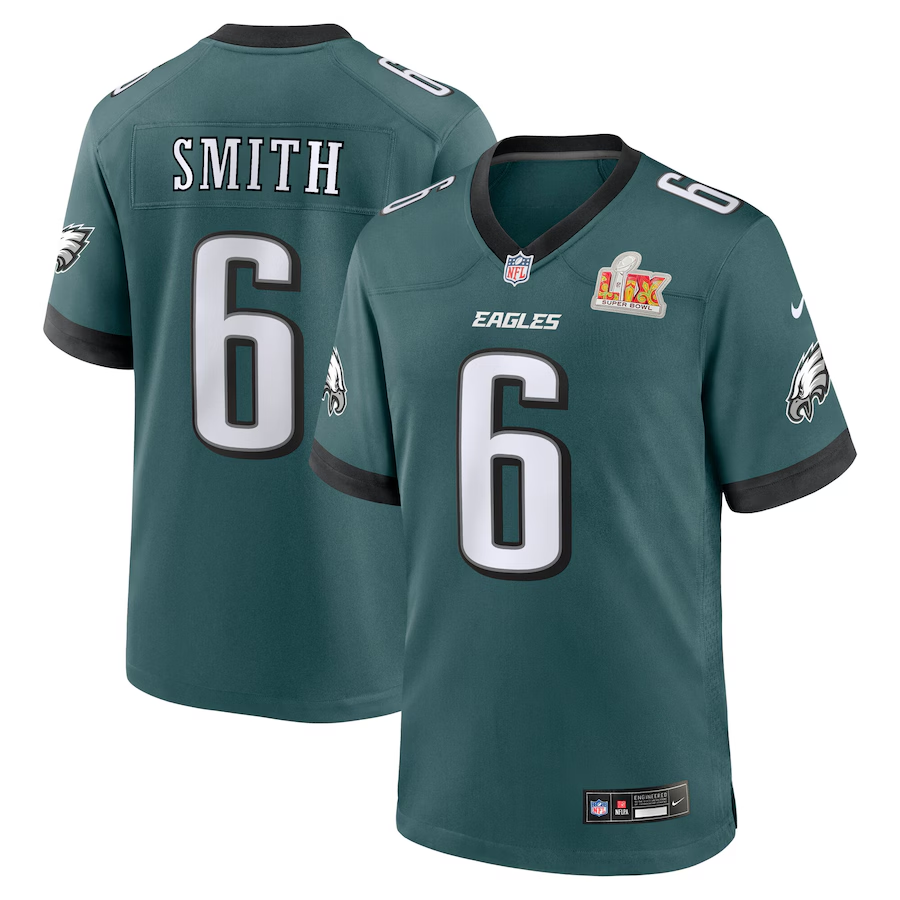Men's Philadelphia Eagles DeVonta Smith #6 Midnight Green Super Bowl LIX Game Player Jersey1 football jersey product view 1