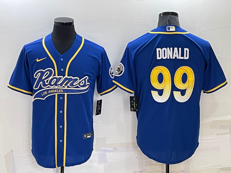Men's Los Angeles Rams Aaron Donald #99 Blue Game Jersey1 Joint Edition football jersey product view 1