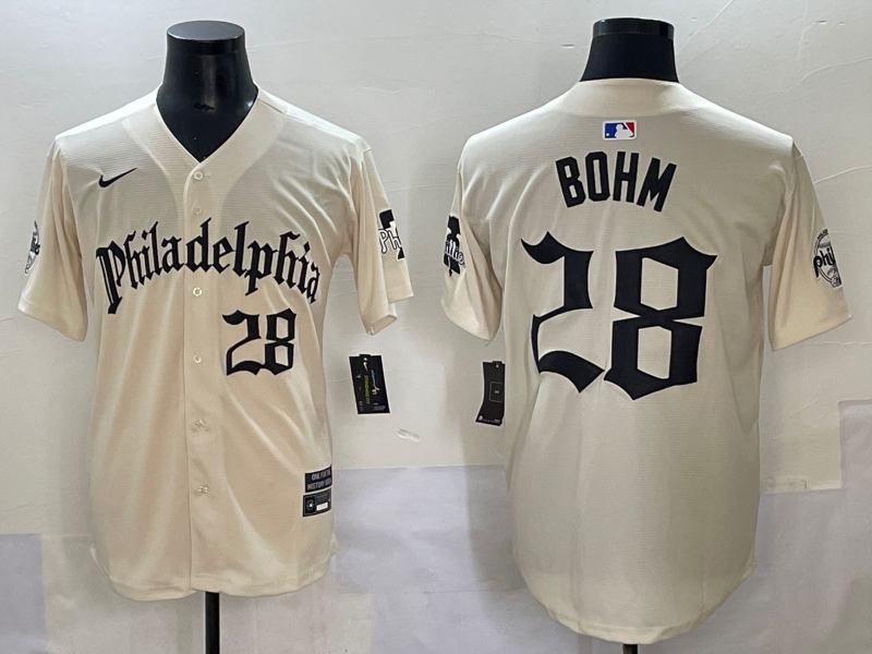 Men's Philadelphia Phillies Alec Bohm #28 Cream Player Jersey baseball jersey product view 1