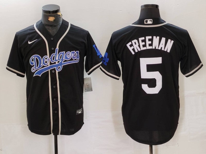 Men's Los Angeles Dodgers Freddie Freeman #5 Black Game Jersey1 baseball jersey product view 1