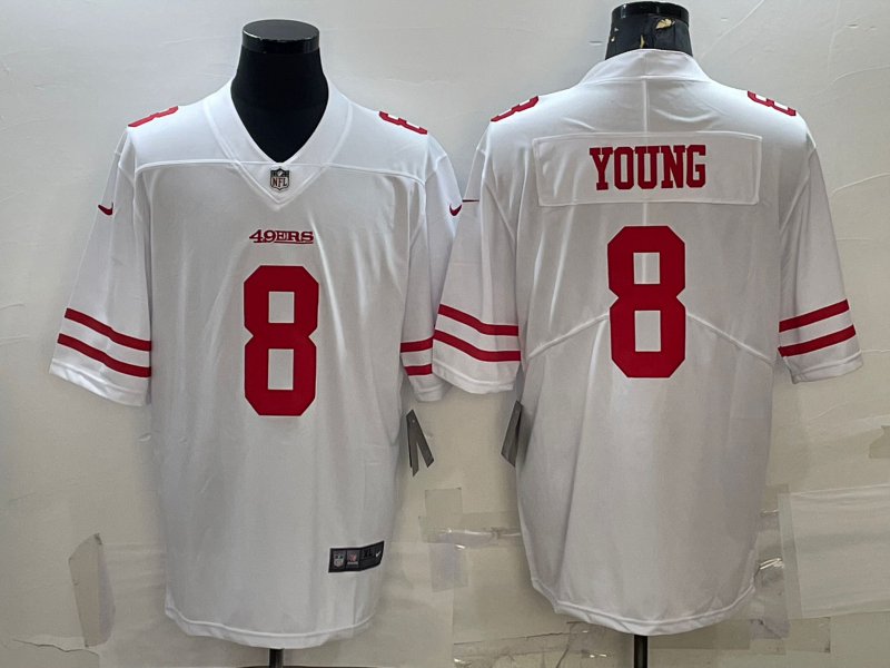 Men's San Francisco 49ers Steve Young #8 White Game Jersey1 football jersey product view 1