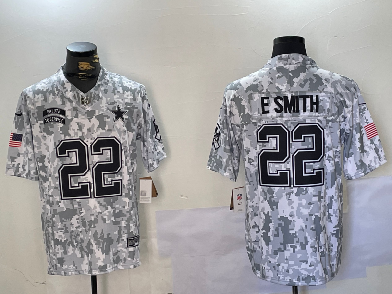 Men's Dallas Cowboys Emmitt Smith #22 Arctic Camo 2024 Salute to Service Retired Player Limited Jersey1 football jersey product view 1