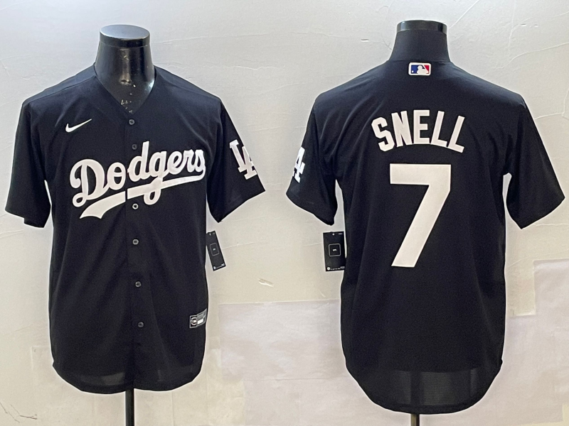 Men's Los Angeles Dodgers Blake Snell #7 Black Replica Player Jersey1 baseball jersey product view 1