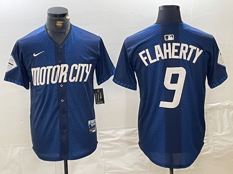 Men's Detroit Tigers Jack Flaherty #9 Navy 2024 City Connect Limited Player Jersey1 baseball jersey product view 1