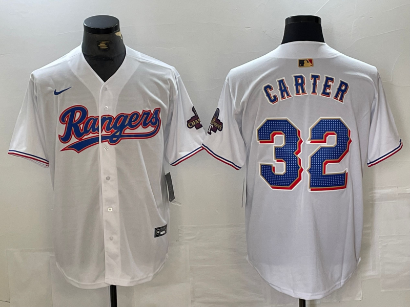 Men's Texas Rangers Evan Carter #32 White 2024 Gold Collection Limited Player Jersey1 baseball jersey product view 1