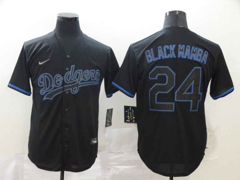 Men's Los Angeles Dodgers Kobe Bryant #24 Black Mamba Baseball Jersey1 baseball jersey product view 1