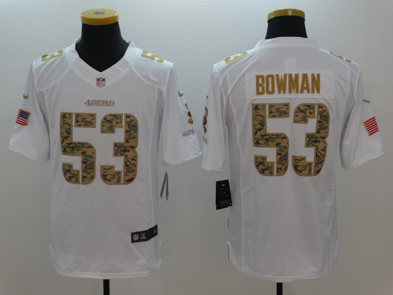 Men's San Francisco 49ers Navoro Bowman #53 White Game Player Jersey1 football jersey product view 1