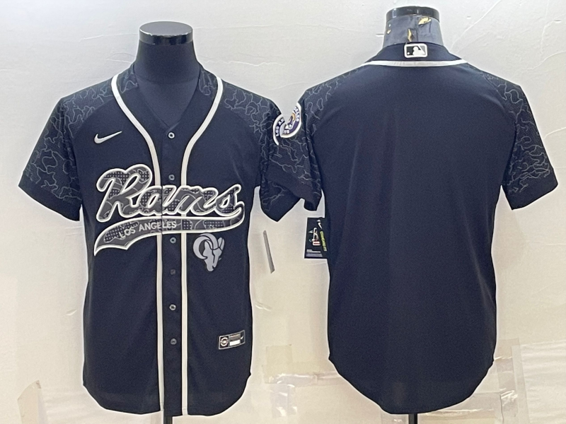 Men's Los Angeles Rams Black RFLCTV Limited Blank Jersey1 football jersey product view 1