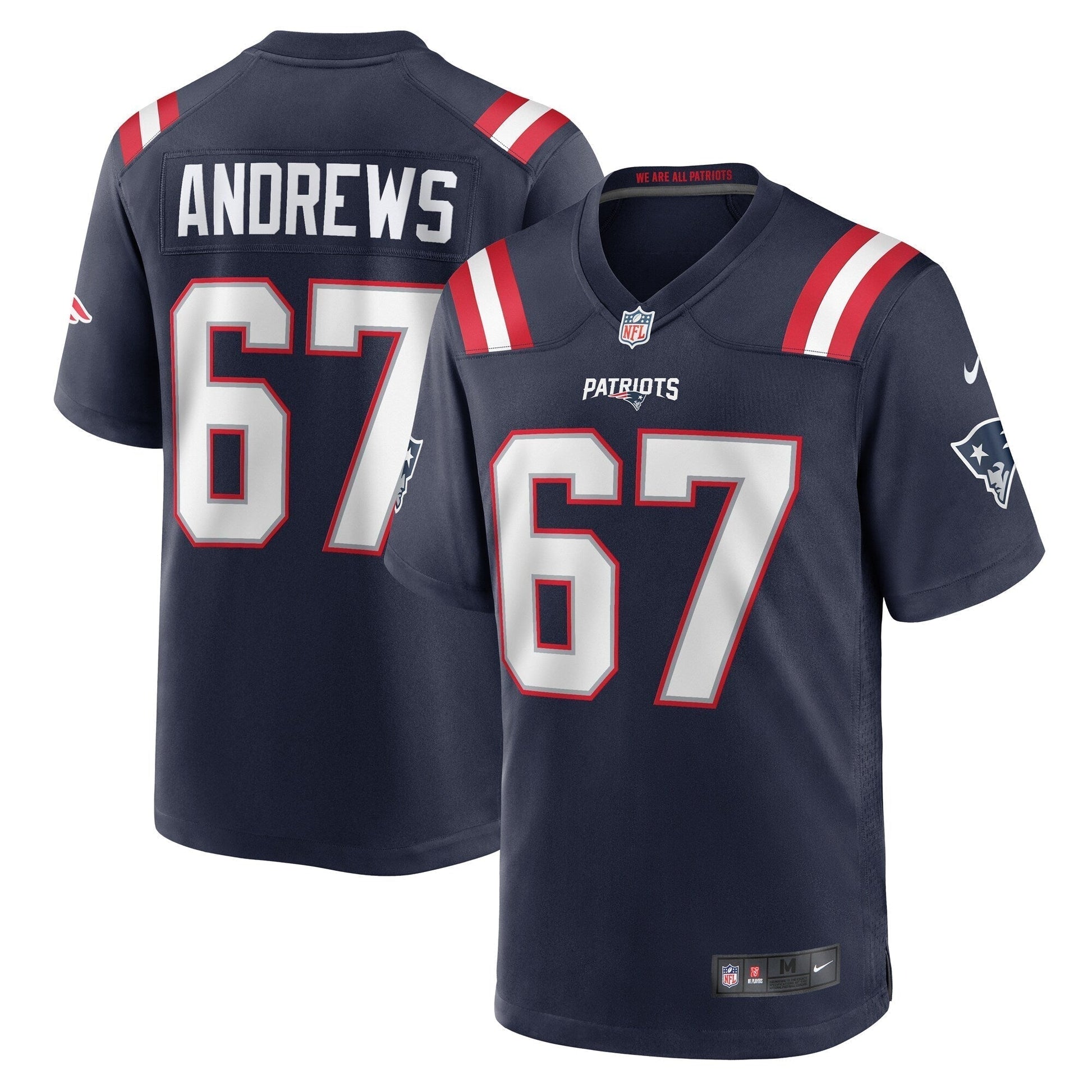 Jake Andrews New England Patriots Nike Team Game Jersey - Navy football jersey product view 1
