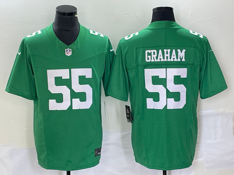 Men's Philadelphia Eagles Brandon Graham #55 Green Game Jersey1 football jersey product view 1