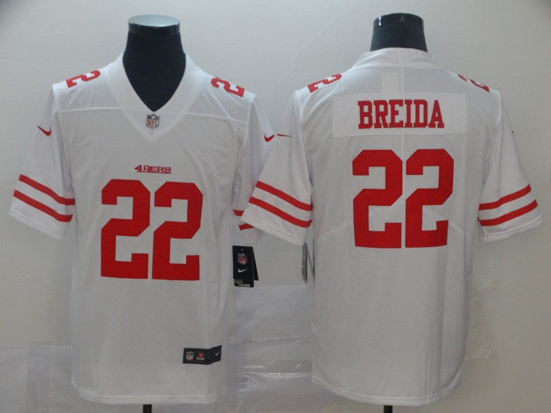 Men's San Francisco 49ers Matt Breida #22 White Game Jersey1 football jersey product view 1