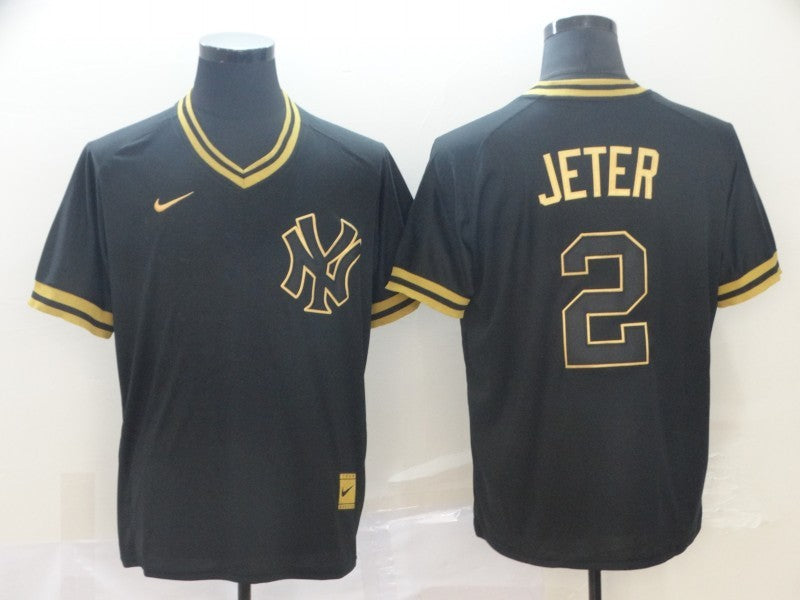 Men's New York Yankees Derek Jeter #2 Black Replica Player Jersey1 baseball jersey product view 1