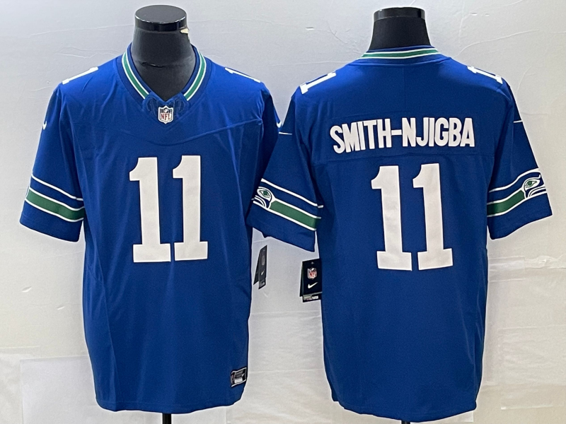 Men's Seattle Seahawks Jaxon Smith-Njigba #11 Royal Throwback Player Game Jersey football jersey product view 1