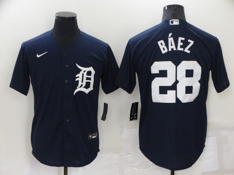 Men's Detroit Tigers Javier Baez #28 Navy Replica Baseball Jersey baseball jersey product view 1