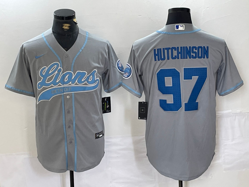 Men's Detroit Lions Aidan Hutchinson #97 Gray Game Player Jersey1 football jersey product view 1