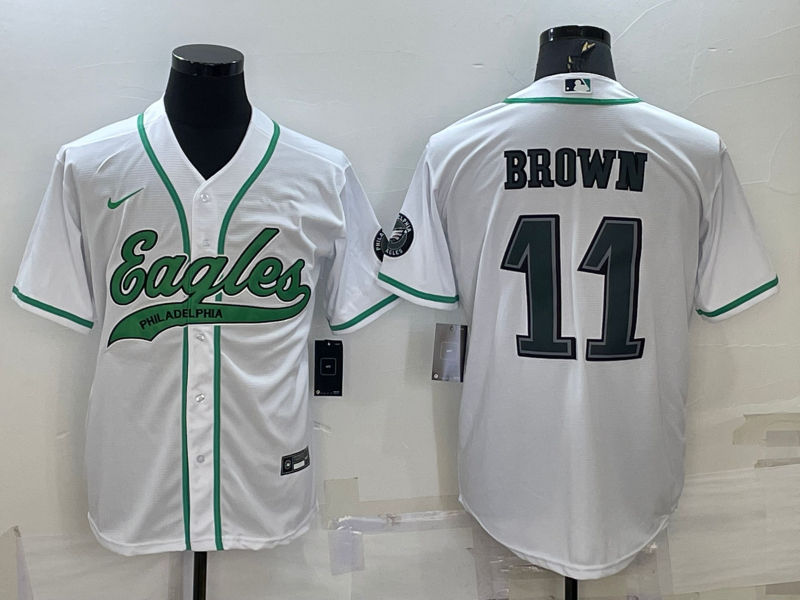 Men's Philadelphia Eagles A.J. Brown #11 White Game Jersey1 Joint Edition football jersey product view 1