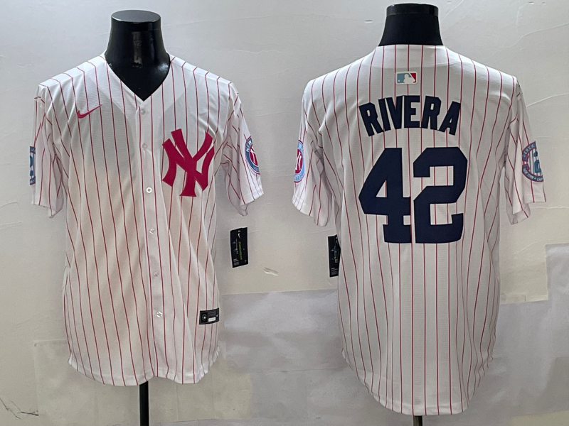 Men's New York Yankees Mariano Rivera #42 White Team Player Jersey baseball jersey product view 1