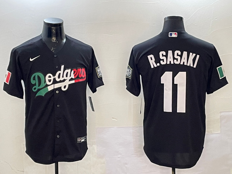 Men's Los Angeles Dodgers Roki Sasaki #11 Black Alternate Replica Player Jersey1 baseball jersey product view 1
