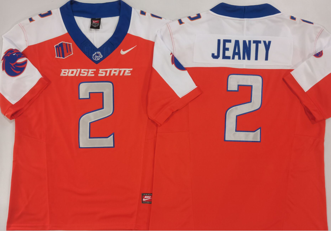 Men's Boise State Broncos Ashton Jeanty #2 Orange Game Jersey football jersey product view 1