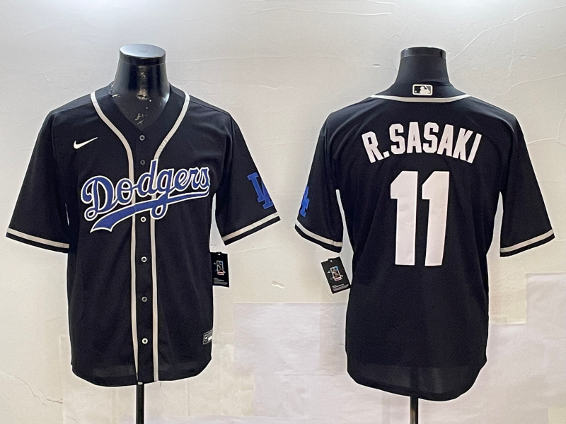 Men's Los Angeles Dodgers Roki Sasaki #11 Black Player Game Jersey1 baseball jersey product view 1