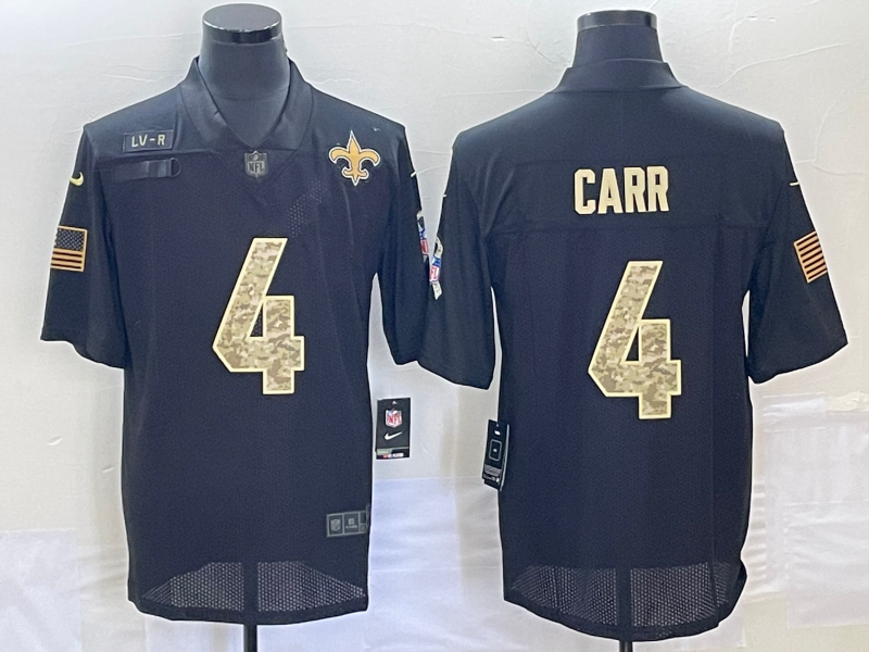 Men's New Orleans Saints Derek Carr #4 Black Game Player Jersey1 football jersey product view 1