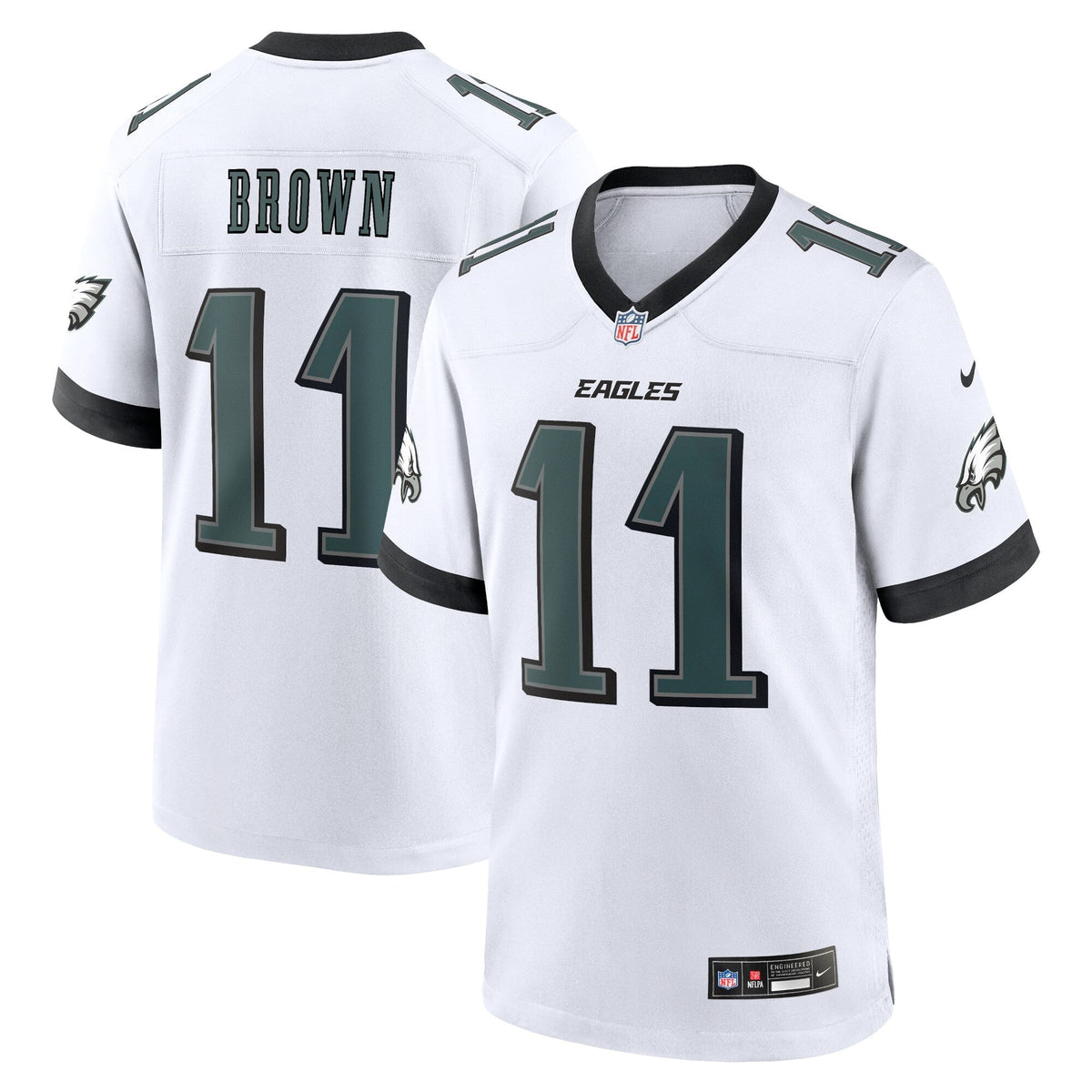 A.J. Brown Philadelphia Eagles Nike White Game Jersey - White football jersey product view 1