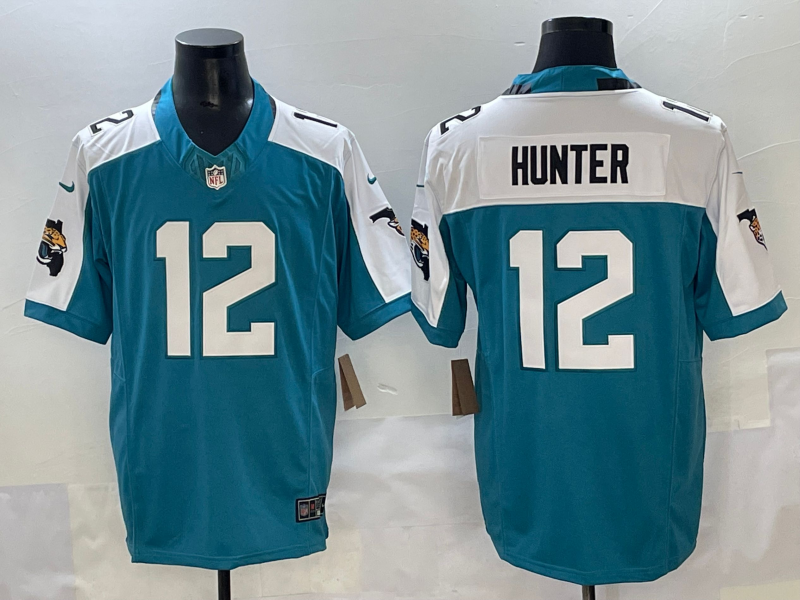 Men's Jacksonville Jaguars Travis Hunter #12 Teal 2025 NFL Draft First Round Pick Game Jersey football jersey product view 1