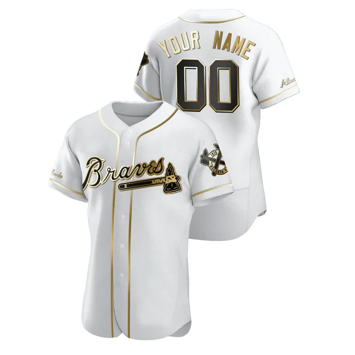 Men's Atlanta Braves White Replica Custom Jersey1 baseball jersey product view 1
