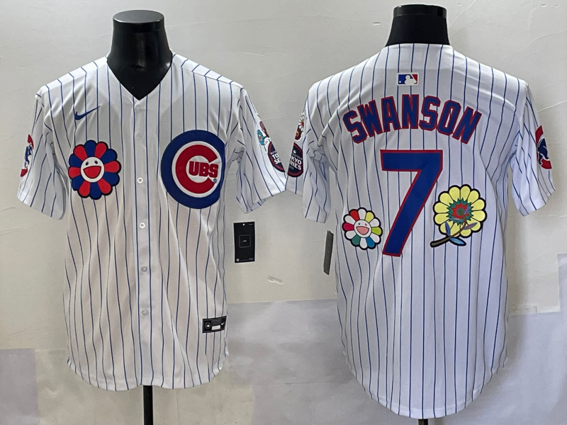 Men's Chicago Cubs Dansby Swanson #7 White Limited Player Jersey baseball jersey product view 1