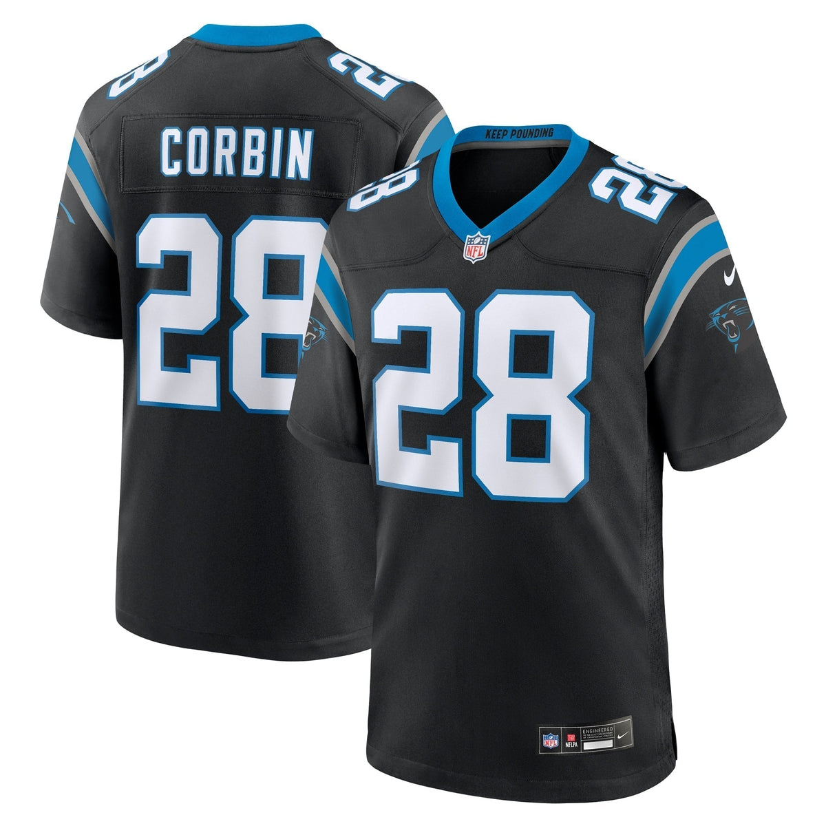 Jashaun Corbin Carolina Panthers Nike Team Game Jersey - Black football jersey product view 1