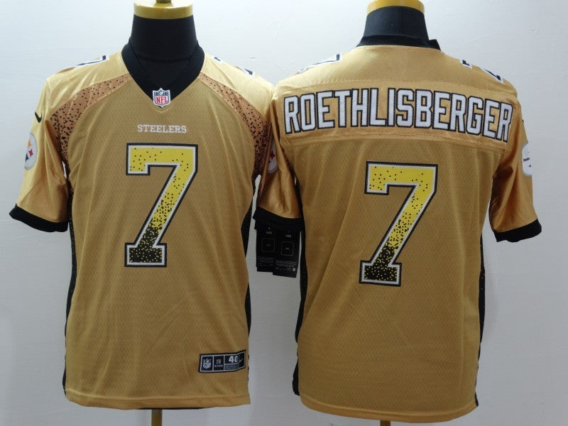 Men's Pittsburgh Steelers Ben Roethlisberger #7 Gold Game Jersey1 football jersey product view 1