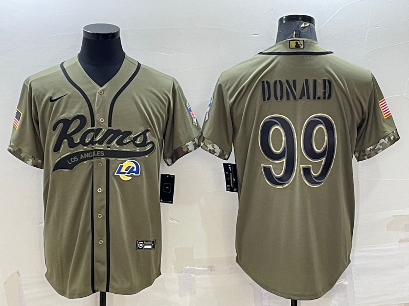 Men's Los Angeles Rams Aaron Donald #99 Olive 2022 Salute To Service Limited Jersey1 Joint Edition football jersey product view 1