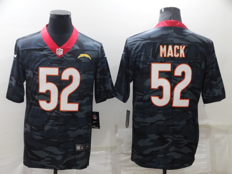 Men's Los Angeles Chargers Khalil Mack #52 Grey Camouflage Game Jersey1 football jersey product view 1