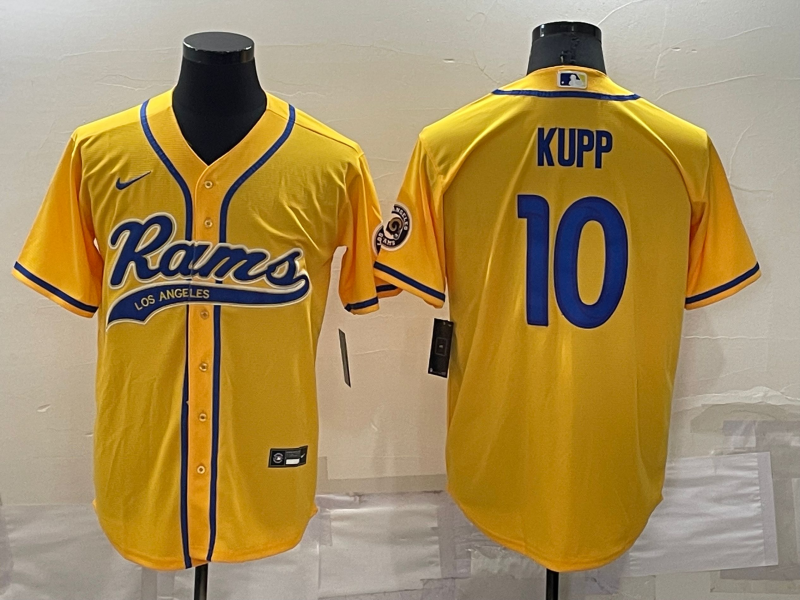 Men's Los Angeles Rams Cooper Kupp #10 Yellow Game Jersey1 Joint Edition football jersey product view 1