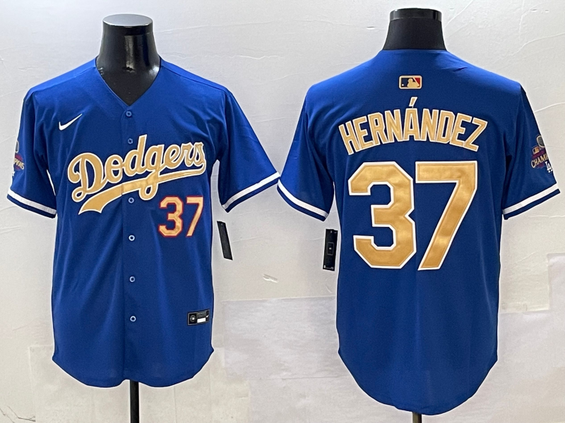 Men's Los Angeles Dodgers Teoscar Hernandez #37 Royal 2025 Gold Collection Limited Jersey baseball jersey product view 1