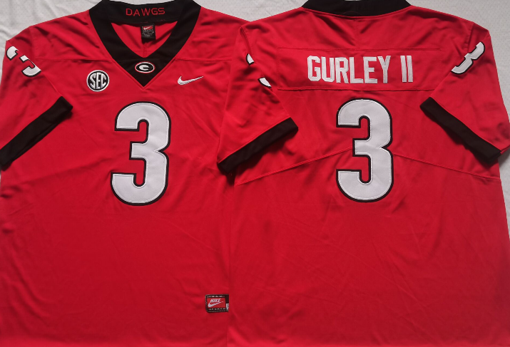 Men's Georgia Bulldogs Todd Gurley II#3 Red Player Game Jersey sports jersey product view 1