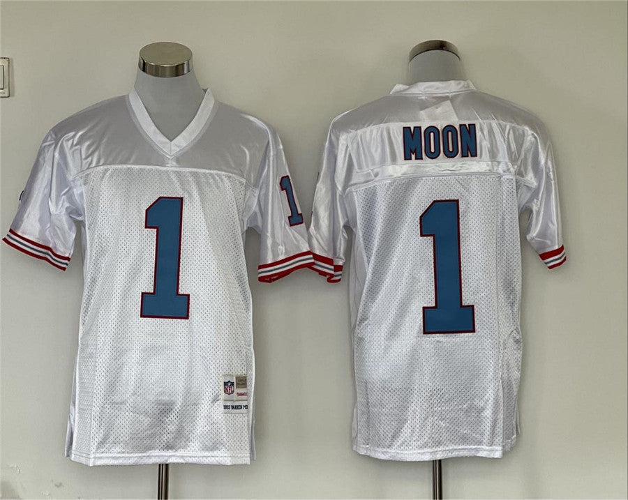 Men's Tennessee Oilers Warren Moon #1 White Legacy Replica Jersey1 hockey jersey product view 1