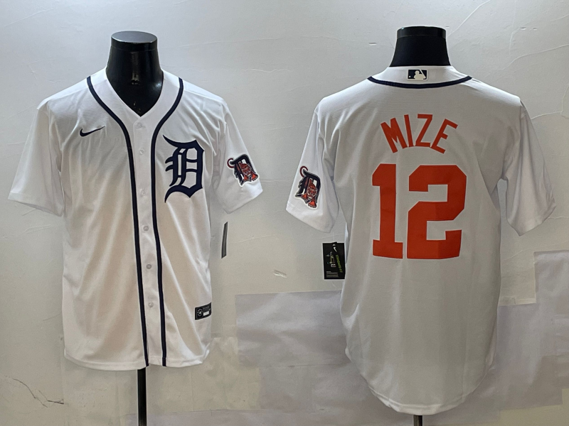 Men's Detroit Tigers Casey Mize #12 White Replica Player Jersey baseball jersey product view 1