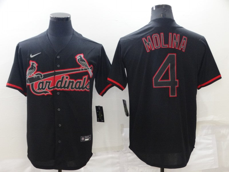 Men's St. Louis Cardinals Yadier Molina #4 Black Replica Baseball Jersey1 baseball jersey product view 1