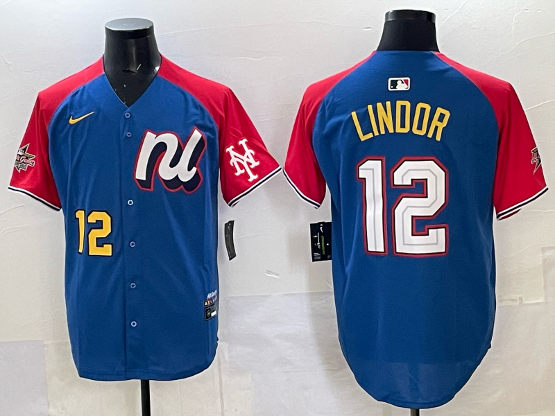 Men's National League Francisco Lindor #12 Blue 2025 All-Star Edition Replica Player Jersey baseball jersey product view 1