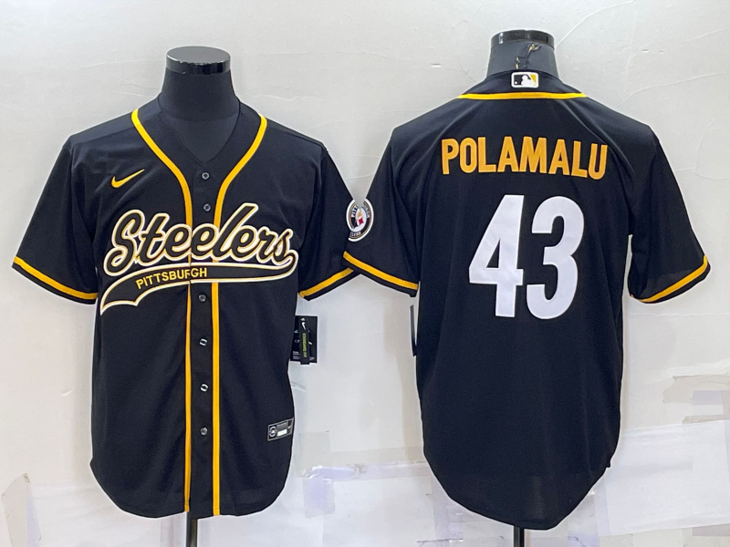 Men's Pittsburgh Steelers Troy Polamalu #43 Black Player Jersey1 football jersey product view 1