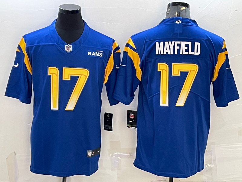 Men's Los Angeles Rams Baker Mayfield #17 Blue Game Jersey1 football jersey product view 1