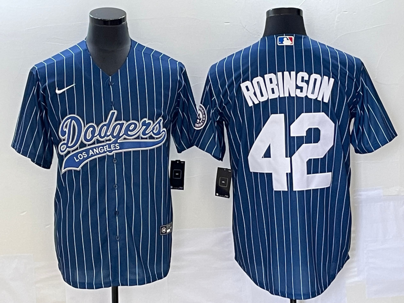 Men's Los Angeles Dodgers Jackie Robinson #42 Blue Player Jersey1 Joint Edition baseball jersey product view 1